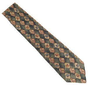 Ferrell Reed for Mark Shale Men Tie 100% Silk Geometric Green Multi 60x4 - NWOT